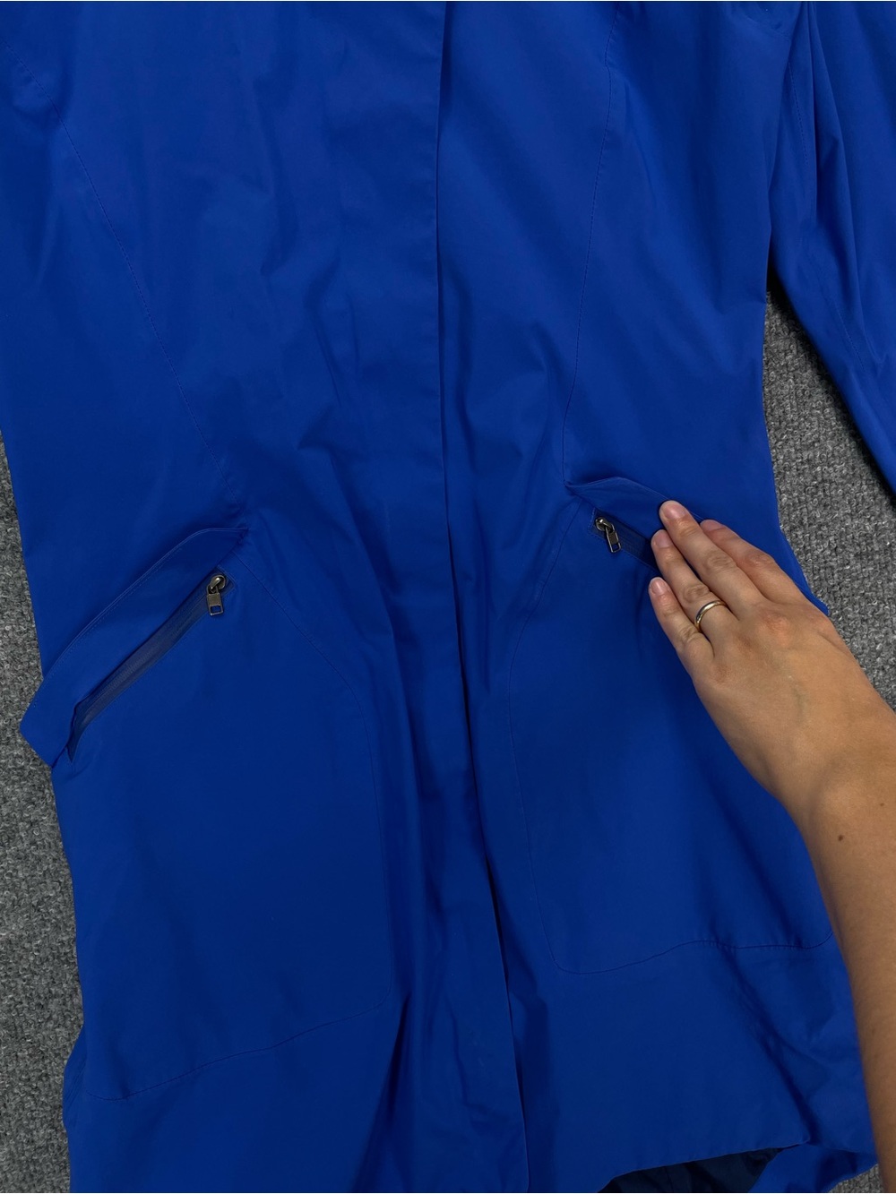Patagonia Rain Jacket Womens XS Blue Hooded Waterproof H2No Arborist Trench Coat - Picture 7 of 13